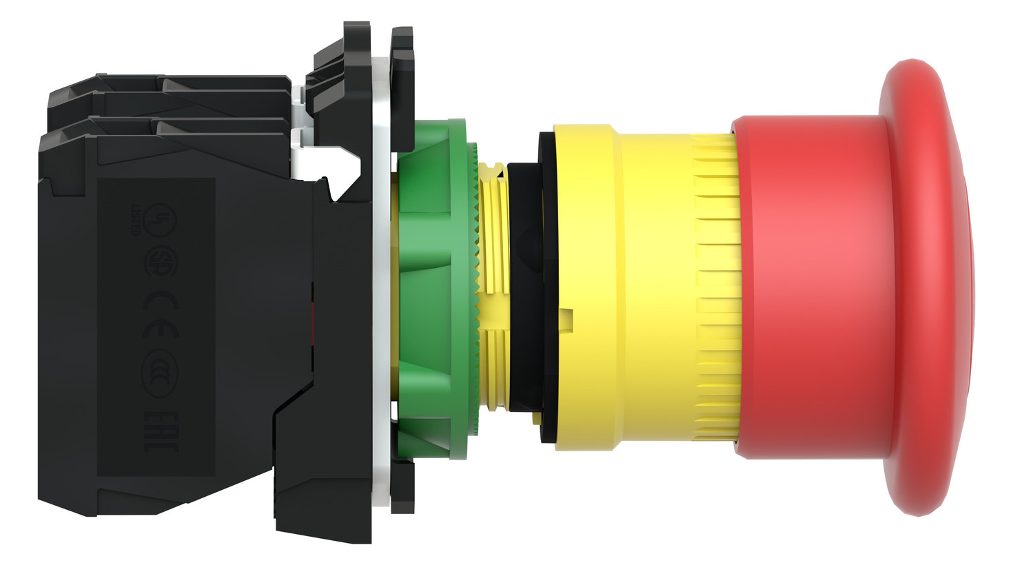 Not-Aus Taster EB IP66 ZugEntr 1S 1Ö Ø22,5mm Einb Schraub