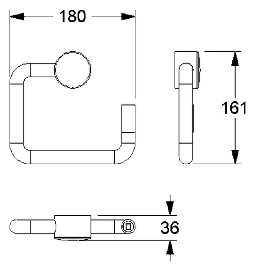 Normbau Papierrollenhalter Nylon Care mit Dornschlüssel, 125 x 160 mm, weiß