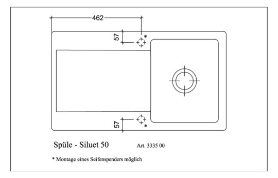 V&B Spüle Siluet 50 mit Ablaufgarnitur, Handbetätigung, weiß alpin CeramicPlus