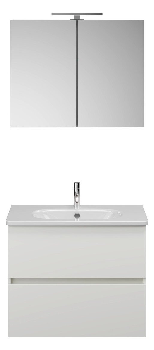 Burgbad Waschtisch-Kombination Rocio mit Spiegelschrank, 80,5 x 200 x 46,5 cm, Weiß Matt