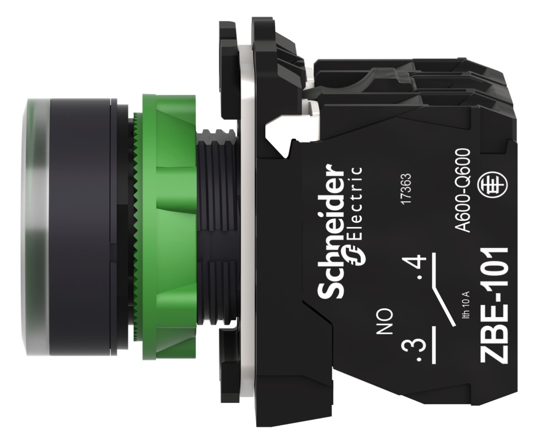 Drucktaster 1f gn rnd Ø22,5mm 1S 1Ö IP66 fl Geeignet für Beleuchtung Tastend