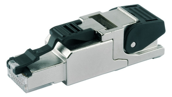 Modular-Stecker Cat6A MFP8 T568 A RJ45 27-22AWG Schirm Litze massiv Feldkonf