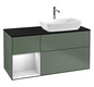 V&B Waschtisch-Unterschrank Finion 120cm, Abdeckplatte black matt, Regal White matt lacquer, Olive Matt Lacquer