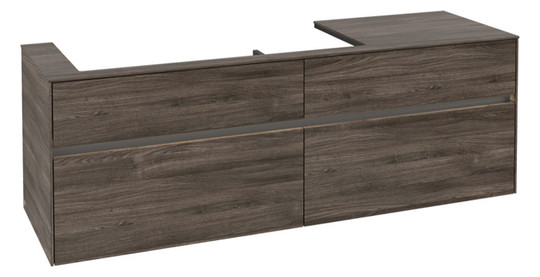 V&B Waschtischunterschrank Collaro 160x54,8x50cm, Waschtisch links, mit LED-Beleuchtung, stone oak