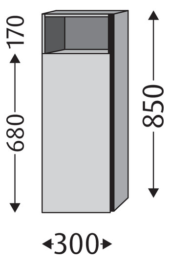 SA Mittelschrank rechts 3way (UM131) 850x300x345 Eiche-Nordic
