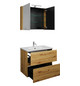Burgbad Waschtisch-Kombination Rocio mit Spiegelschrank, 80,5 x 200 x 46,5 cm, Eiche Dekor Urban