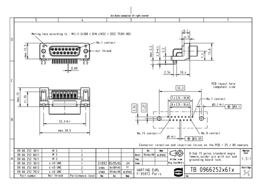 HART D-Sub-Buchsenleiste     09662526611 