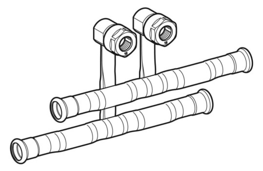 Geberit Anschluss-T-Stück Mapress Ø 15 x 15 mm, für Vor-/Rücklauf, mit Anschlussverschraubung, Kupfer