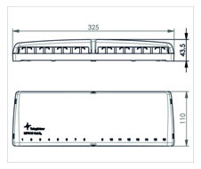 Patchpanel 16Ports Wandmont Schirm RAL9001 110x325x43,5mm