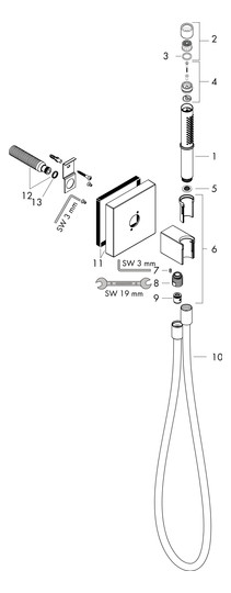 hansgrohe Portereinheit Axor Starck Organic mit Stabhandbrause 2jet, Brauseschlauch, 120x120mm, chrom