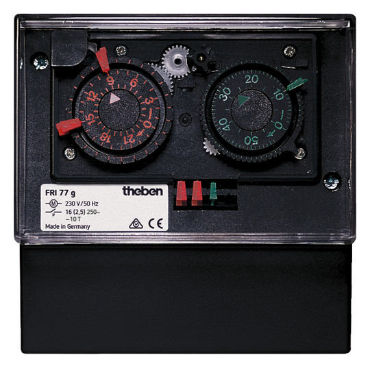 Theben Schaltuhr FRI 77 G analoge Kurzzeit- und Kühlzeitschaltuhr 24 Stunden und 60 Minuten 230V Aufputz 2 Kanal - Detail 1