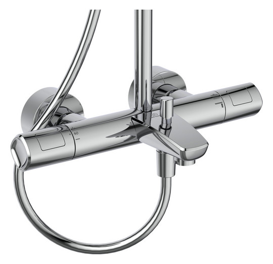 Ideal-Standard Duschsystem Ceratherm T100 Flex mit Brausethermostat, Handbrause, chrom