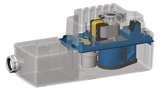 SFA Kondensatpumpe SaniCondens Best Flat Neutralisieren und Abpumpen von aggressivem, saurem Kondensat, weiß