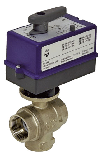 TACONOVA Dreiwege-Motorkugelhahn Novazone Ball DN 32, Rp 1 1/4, Kvs 27,2, IP 42, 230 V