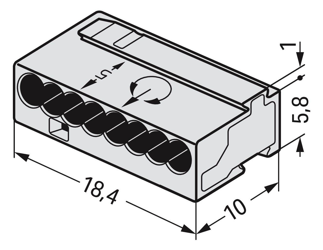 Steckklemme 8f 100V 6A Serie 243 lgr f.Massivleiter