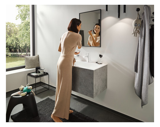 hansgrohe Waschtisch-Einhebelmischer 110 Finoris mit Zugstangen-Ablaufgarnitur, mattweiß