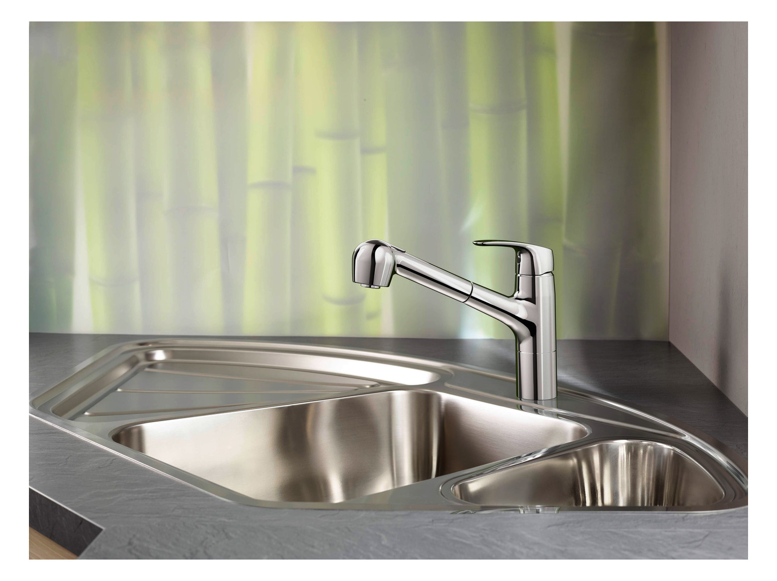 HANSA Spültisch-Einhebelmischer HANSAPINTO Ausziehbrause, 2-strahlig, schwenkbar, Ausladung 231 mm, chrom
