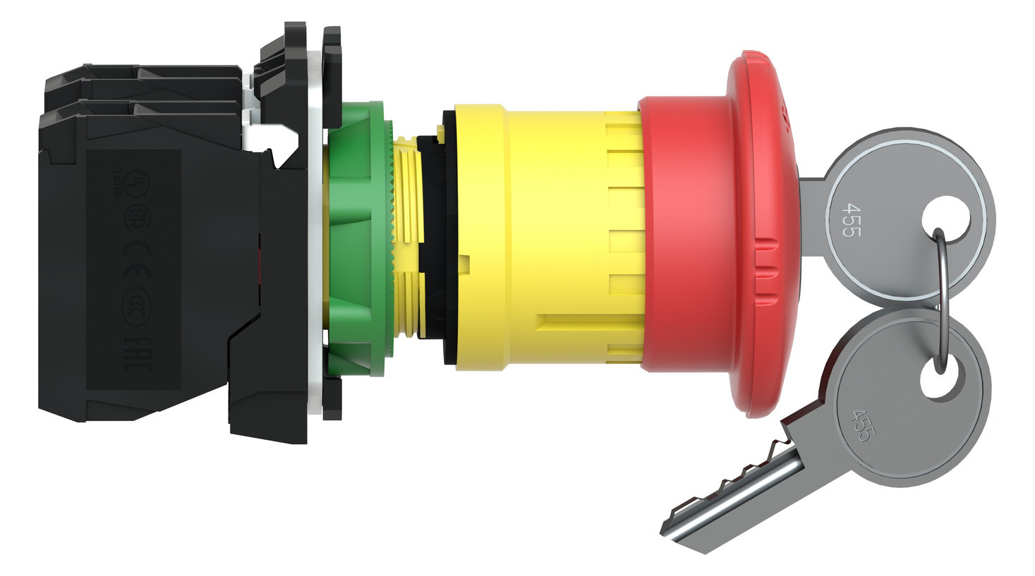 Not-Aus Taster EB IP66 Schlüssel 1S 1Ö Ø22,5mm Einb Schraub