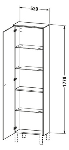 Duravit Hochschrank Brioso 52x24x177cm, Tür rechts, weiß Hochglanz