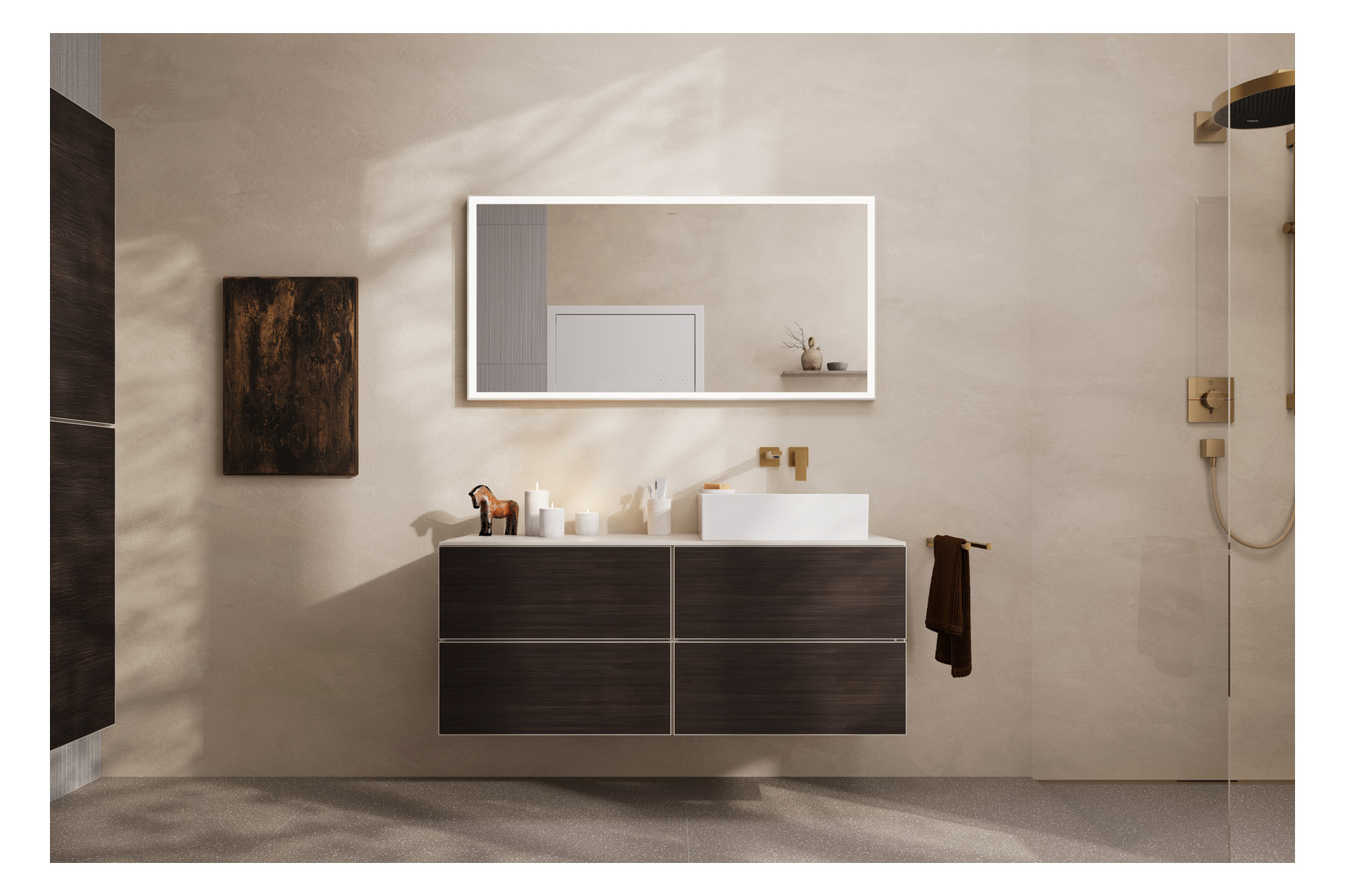 hansgrohe Handtuchhalter AddStoris Länge 445mm, zweiarmig, Wandmontage, Metall, brushed bronze