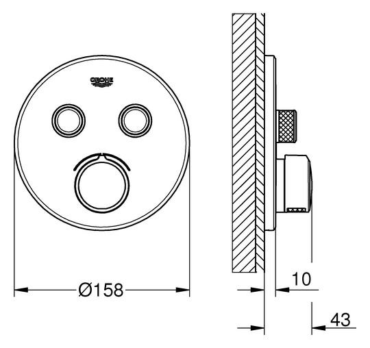 GROHE Fertigmontageset SmartControl UP-Einhebelmischer, mit 2 Absperrventilen, rund, chrom