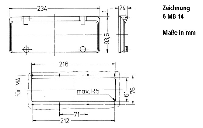 Sichtfenster 94x234x24mm
