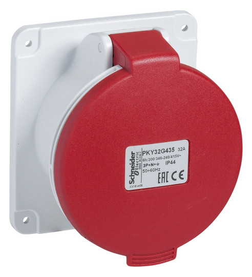 CEE-Anbausteckdose 4p 16A Acti9 400V/rt 6h IP44 schraubl.Kl ger Kst 90x90mm