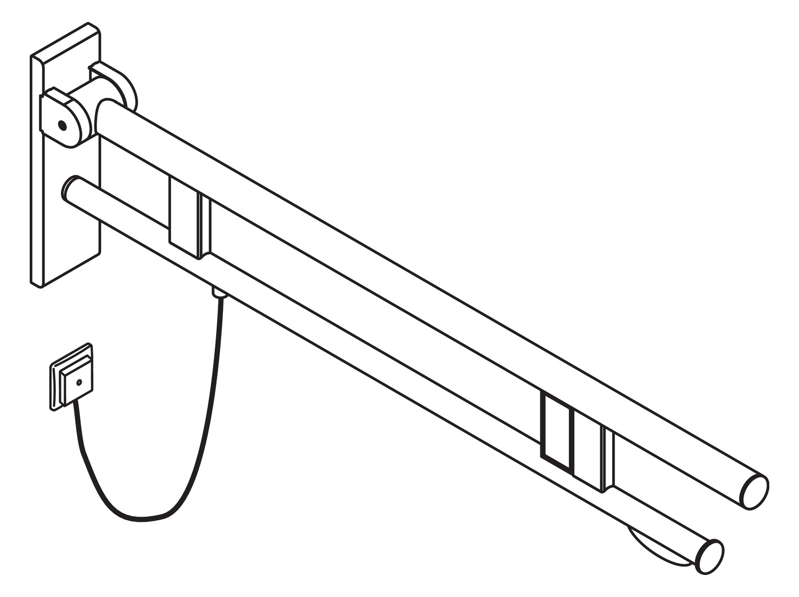 HEWI Stützklappgriff System 900 Ausladung 900 mm, Edelstahl verchromt, rechts
