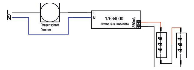 LED-Steuerung 10,15-14W 350mA IP20 dim Kstgeh Dimmung Phasenabschnitt dyn