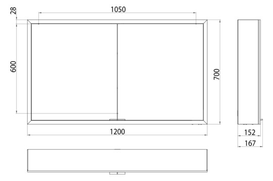 EMCO Aufputz-Lichtspiegelschrank prime 1200x700mm, mit Lichtpaket, 2-türig, aluminium/spiegel