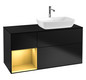 V&B Waschtisch-Unterschrank Finion 120cm, Abdeckplatte black matt, Regal Gold matt lacquer, Black matt lacquer