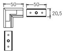 Kupplung/Verbinder ger sw Alu L50mm B50mm H20,5mm