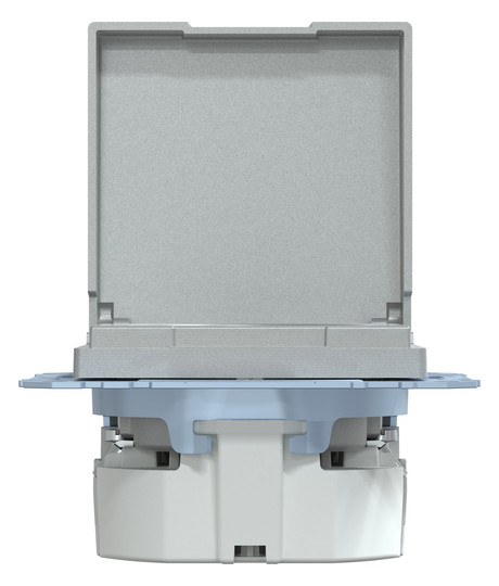 Steckdose 1f alu mt System M UP Klappd IP20