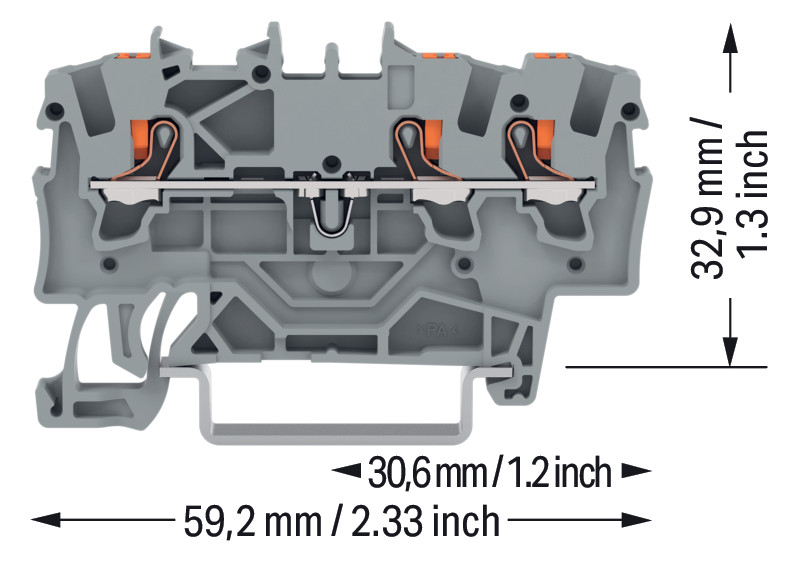 Reihenklemme 0,25-2,5qmm 1Etage 3kl gr 18A TS35 Hutschiene TH35