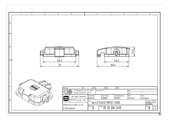 HART Han 6B-Kunststoff-Abdec 09300065410 