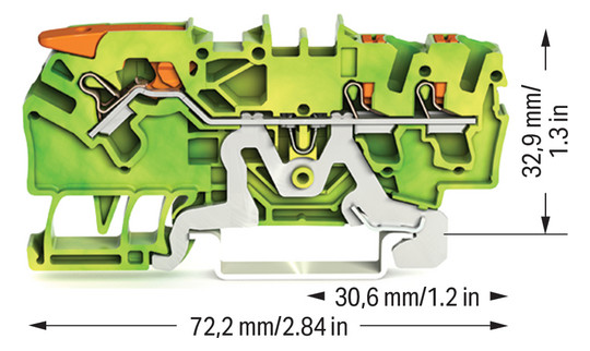 Schutzleiter-Reihenklemme 0,25-4qmm gn/ge 1Etage Hutschiene TH35