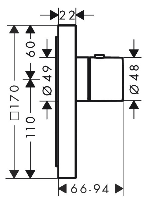 hansgrohe Fertigmontageset ShowerSelect Highflow UP-Thermostat, 1 zusätzlicher Abgang, eckig, chrom
