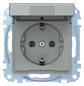 Steckdose 1f alu mt System M UP Klappd IP20