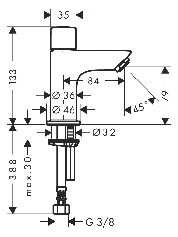 hansgrohe Standventil Logis 70 Kaltwasser, ohne Ablaufgarnitur, chrom