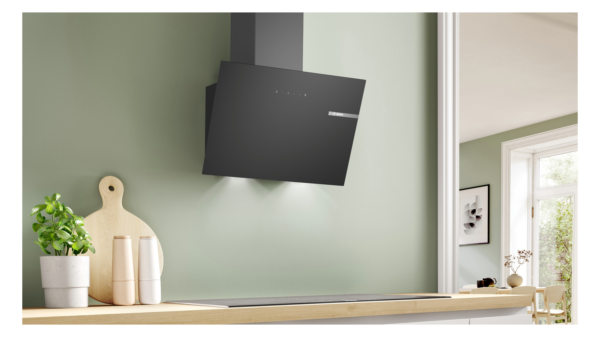 Wandesse 590mm sw A 60dB 430cbm/h Ø150mm LED 3st Uml T325mm