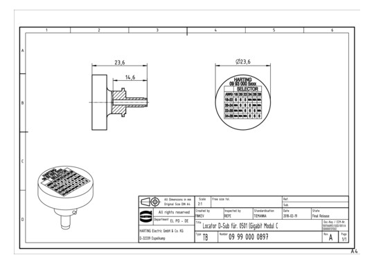 HART Locator D-Sub for. 0501 09990000897 