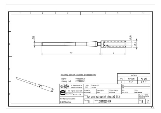 HART Har-speed male contact  21011009019 