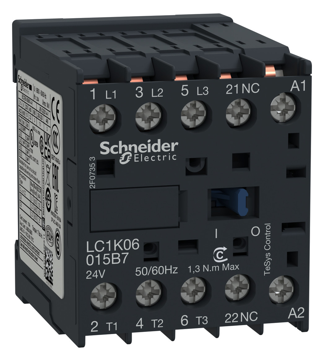 Leistungsschütz 2,2kW 3S 24VAC 6A 1Ö/Hilf