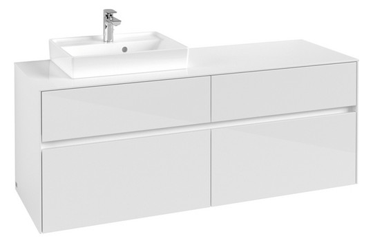 V&B Waschtischunterschrank Collaro 140x54,8x50cm, Waschtisch links, glossy white