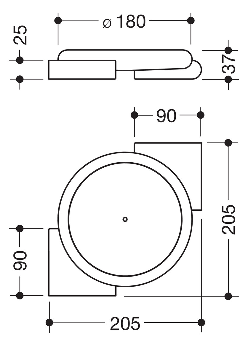 HEWI Eckablage 477 205x205x37mm, tiefschwarz