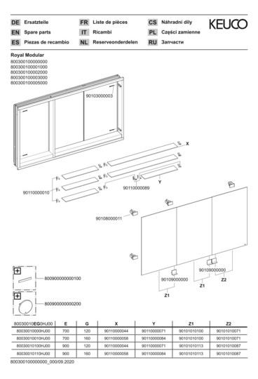 KEUCO Spiegelschrank Royal Modular 2.0 1000 x 900 x 160 mm, 1 Steckdose, 1 Doppel-USB-Ladestelle, Wandeinbau, 3 Türen