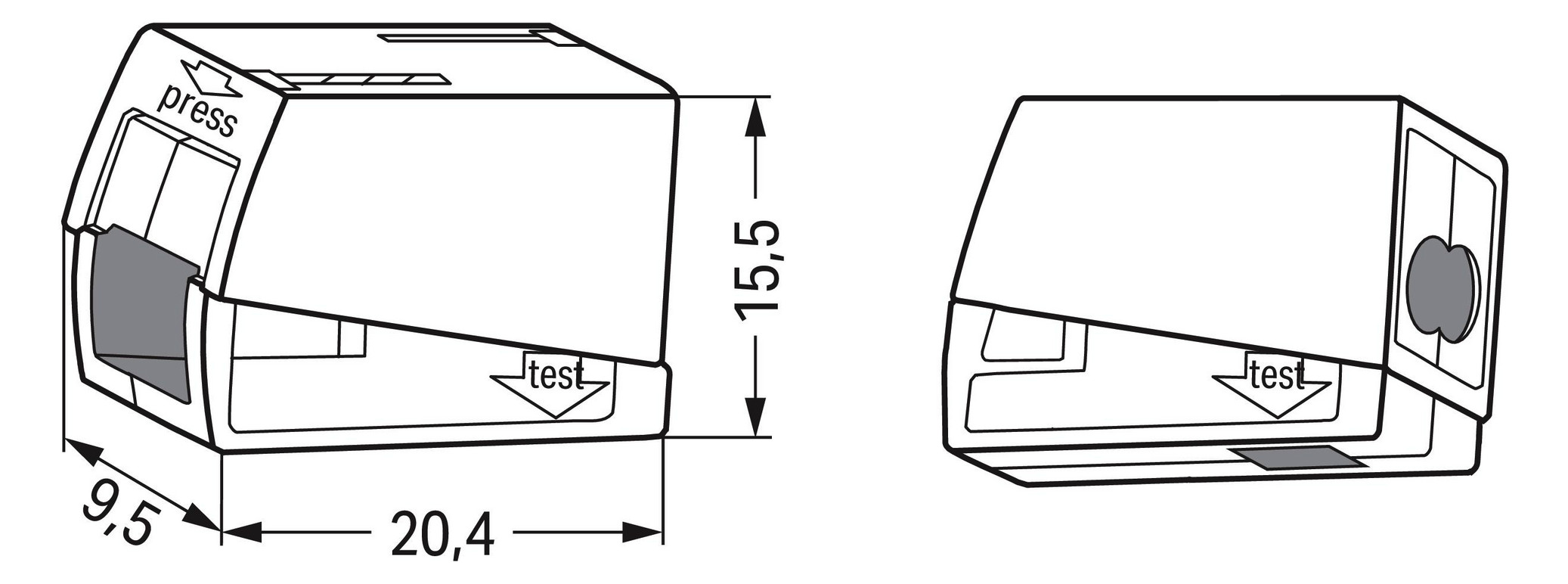 Leuchtenklemme 3f 400V 24 Serie 224 24A 0,5-2,5qmm ws f.Massivleiter
