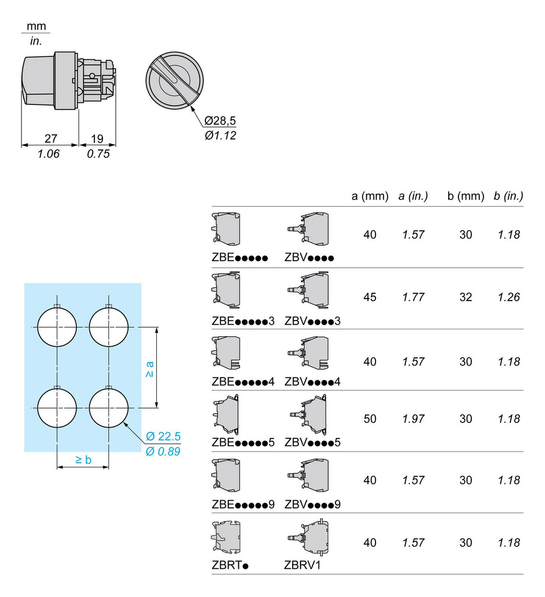 Knebelschalter 2stuf rnd Ø22,5mm Schaltfunktion verrastend