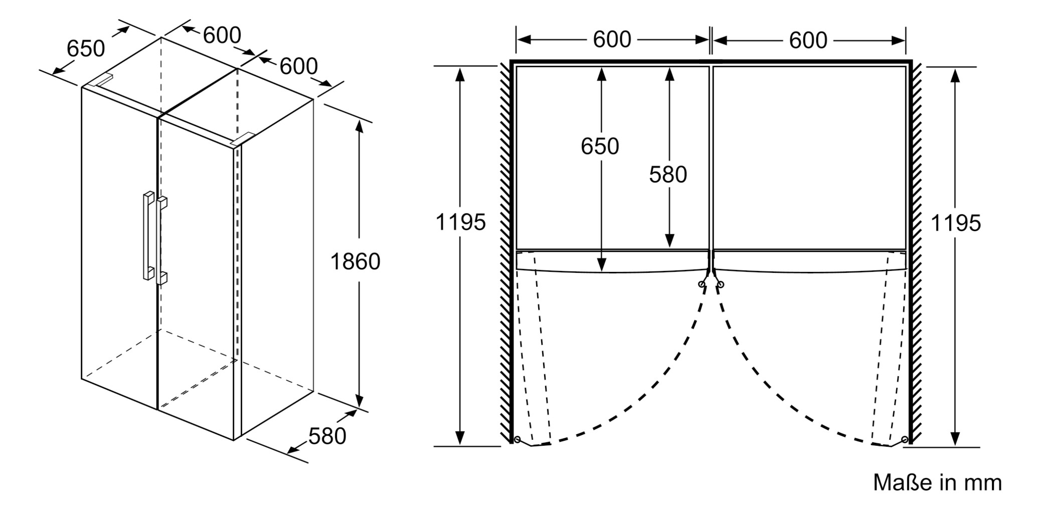 Standkühlschrank D 346l Edst 93kwh B600mm H1860mm