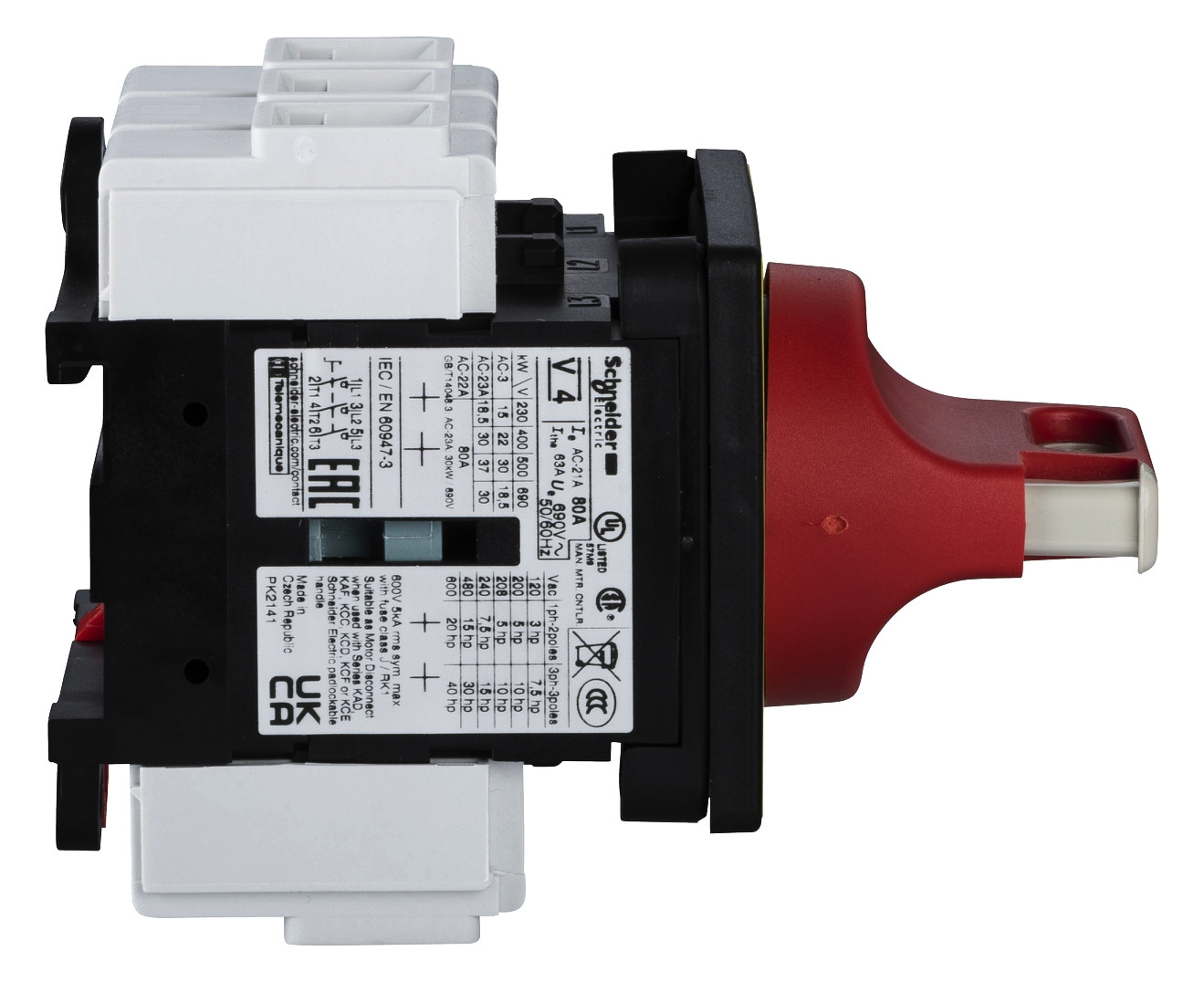 Hauptschalter 80A 3p IP65 Einb NOT-AUS Festeinbau 22kW/AC